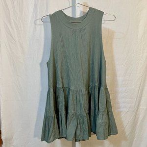 The Impeccable Pig Womens Size S Shift dress Sage Green Keyhole tie back Mini